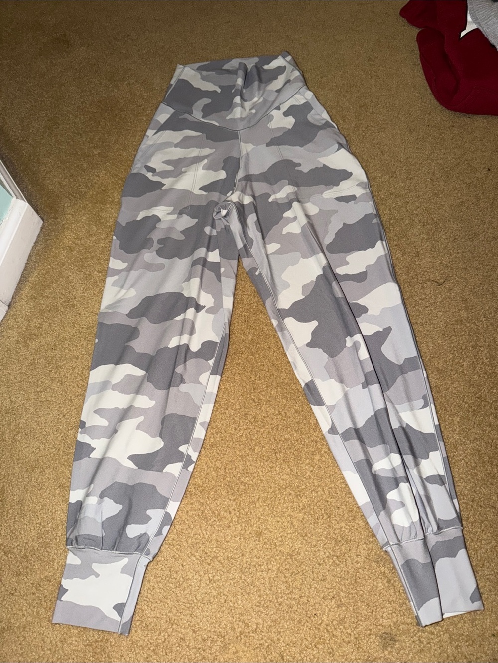 Girls' Gray Camo Leggings Jogger Bottoms - Stretchy High-Waist w Pockets
